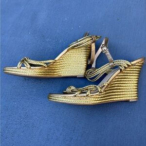Michael Kors Gold Espadrille Wedges size 8
